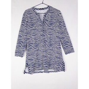 J. McLaughlin Blouse Womens M Navy Creme Animal Striped Catalina Cloth